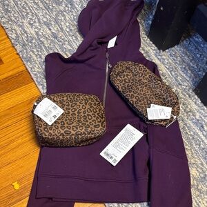 lululemon athletica Purple Hoodie with Leopard Print Pouches